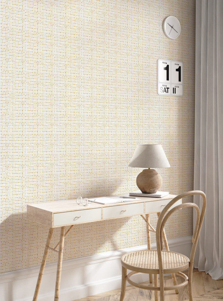 Burlap Hash Pattern Peel and Stick Vinyl Wallpaper, Gold, 24"w X 108"h