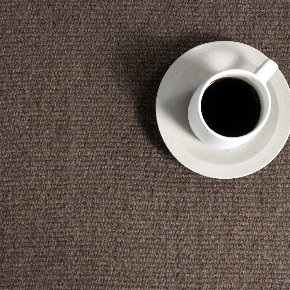 Elowen Double Striped Wool Area Rug, Dark Brown 6'x9'