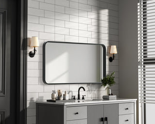 Home Living Contour Metal Rectangle Mirror 20x36, Black