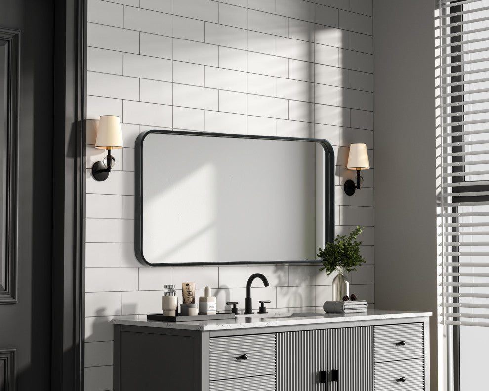 Home Living Contour Metal Rectangle Mirror 20x36, Black