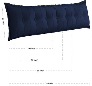 Button Tufted Body Positioning Pillow Headboard Cushion Dark Blue, 54x20x3 Inches