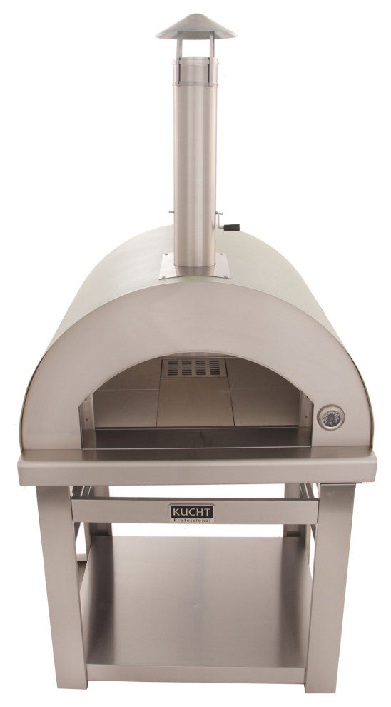 Outdoor Wood Fired Gas Pizza Oven, Silver