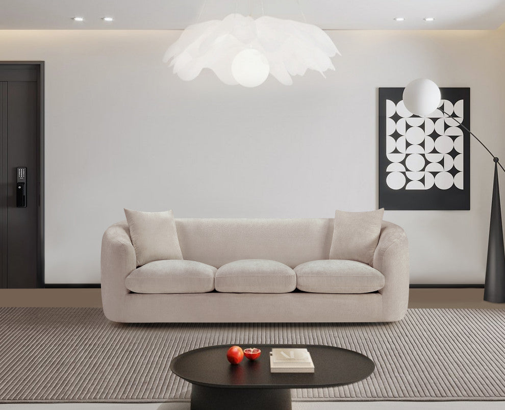 Penelope Upholstered Sofa, Beige, Chenille Fabric