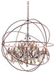 18 light Rustic Intent Orb 44" Chandelier Golden Teak crystal
