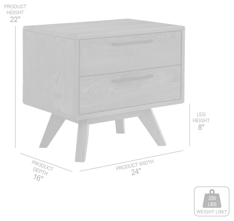 Astoria Oak 2 Drawer Nightstand
