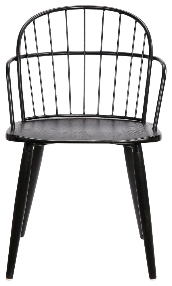 Bradley Steel Framed Side Chair in Black Powder Coated Finish and Black Brushed