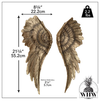 2 Piece Angel Wing Bas Relief Wall Decor