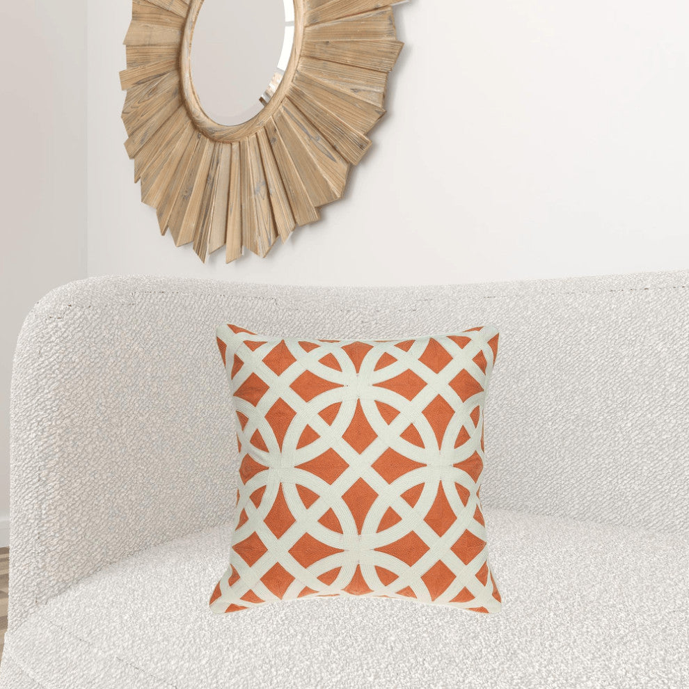 20" X 7" X 20" Transitional Orange Pillow Cover With Poly Insert