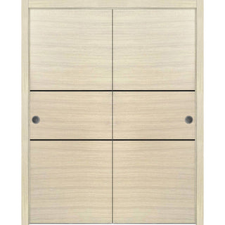 Bypass Doors 64 x 96 | Planum 0014 Natural Veneer with  | Sturdy Rails