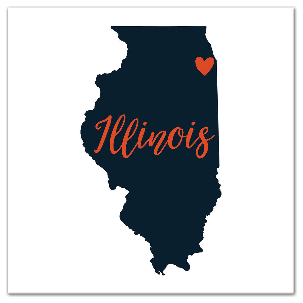 Blue and Orange Illinois Pride 16x16 Canvas Wall Art