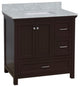 Paige 36" Bathroom Vanity, Chocolate, Carrara Marble