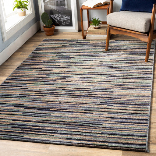 Surya Quartz QTZ-5033 2'6"x8' Rug, Denim/Sage/Navy/Ink/Dark Brown/Taupe