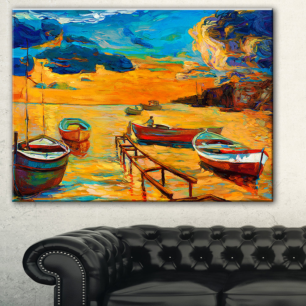 "Boats in Beautiful Sea" Canvas Print