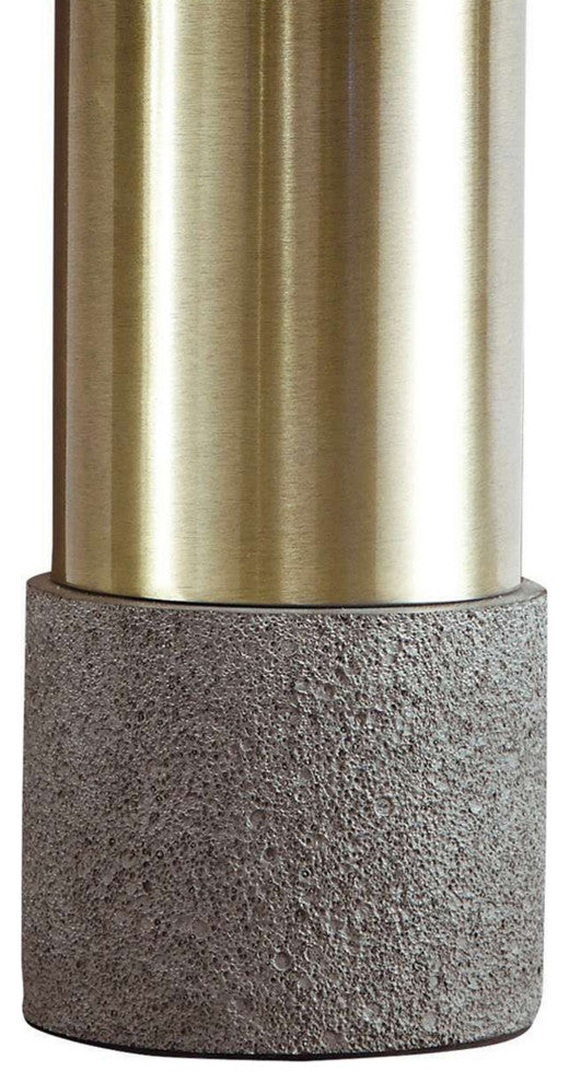 Benzara BM230945 Faux Concrete and Metal Base Table Lamp, Set of 2, Brass & Gray