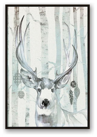Whimsical Watercolor Reindeer Canvas Wall Art, Framed, 32"x48"