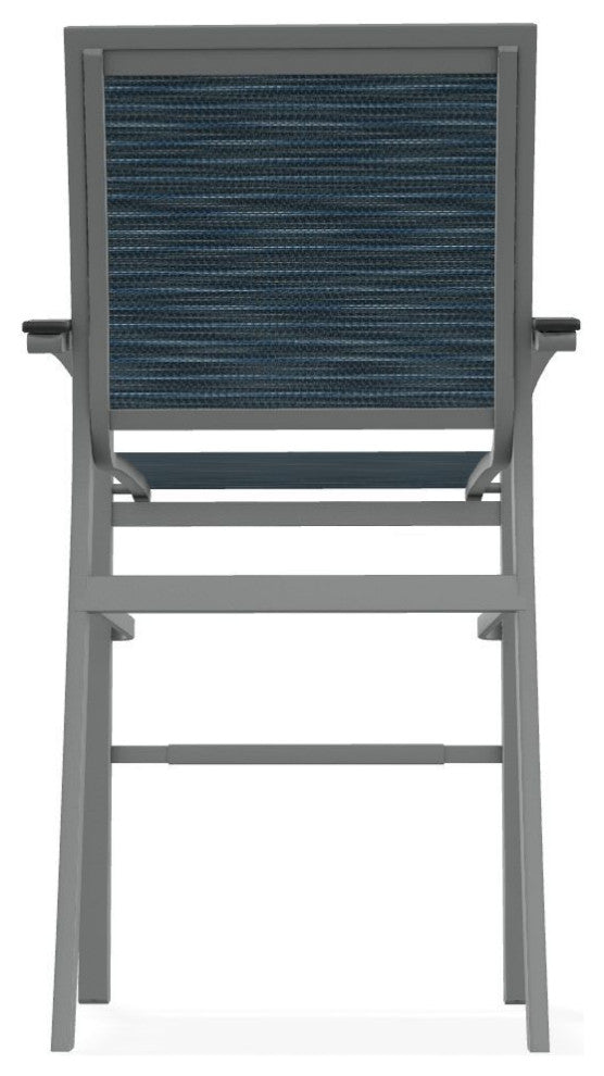 Bazza Sling Bar Height Stackable Outdoor Stool, Nimbus Ocean/Graphite