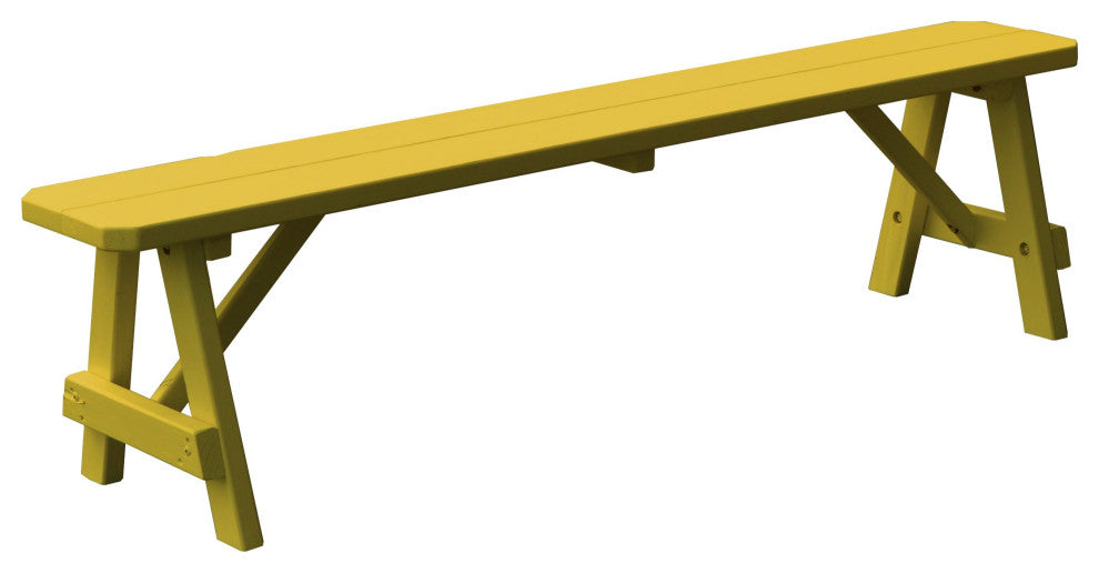 Pine Traditional Picnic Bench, Canary Yellow, 6 Foot