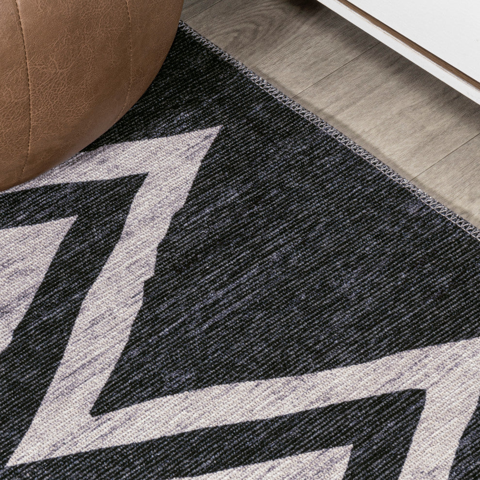 Siksak Modern Chevron Border Area Rug, 2x8