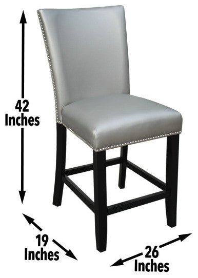 Camila Black Counter Chair, Set of 2, Silver