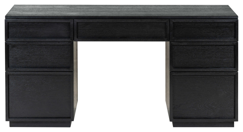 Safavieh Couture Zeus 7 Drawer Wood Desk, Black