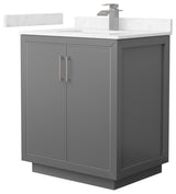 Icon 30" Dark Gray Single Vanity, Cultured Top, Nickel Trim
