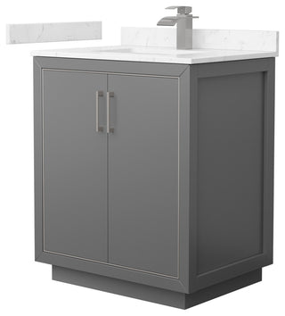 Icon 30" Dark Gray Single Vanity, Cultured Top, Nickel Trim