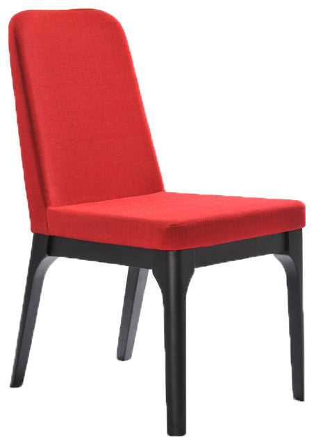 HomeRoots Two 35" Red Linen Fabric and Metal Dining Chairs