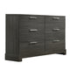 Benzara BM205573 Wooden Dresser With Bracket Legs & 6 Spacious Drawers, Oak Gray