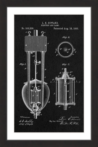"Arc Lamp 2 1893 Black Paper" Framed Painting Print
