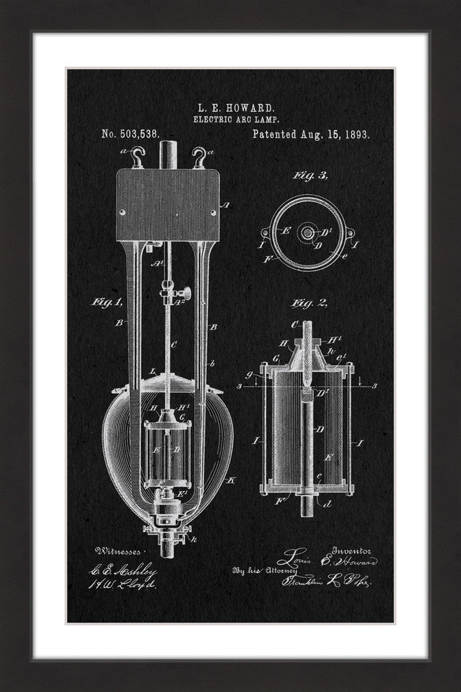"Arc Lamp 2 1893 Black Paper" Framed Painting Print