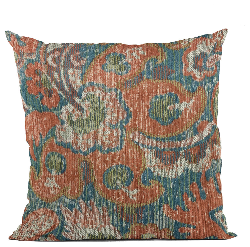 Plutus Multi-Color Unique Damask Luxury Throw Pillow, 18"x18"
