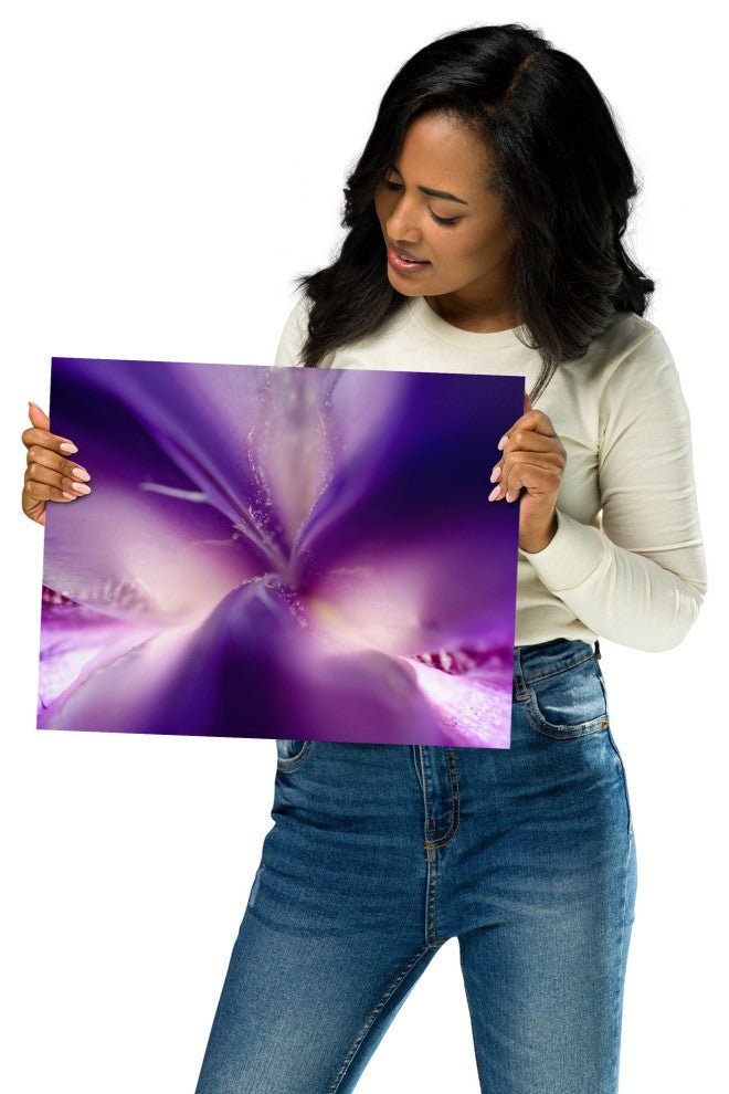 Iris Center Petals Nature Photography, Floral Unframed Wall Art Print, 11" X 14"