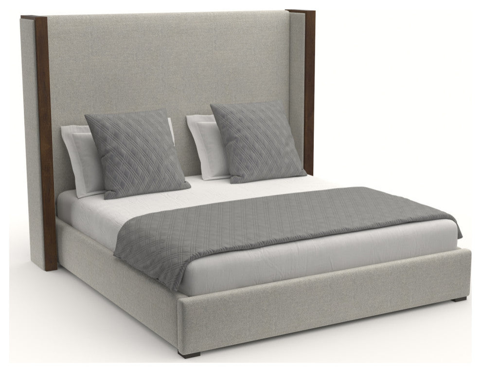 Nativa Interiors Irenne Plain Bed, Grey, Queen, High Headboard