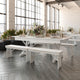 HERCULES 7' x 40" Rectangular Solid Pine Farm Table with X Legs, Antique Rustic White