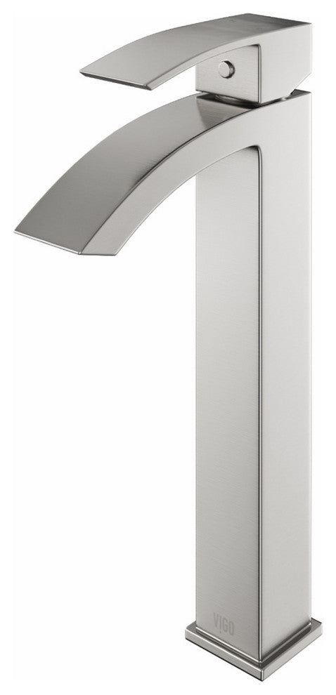 VIGO Duris 12" H Single Handle Single Hole Bathroom Vessel Faucet, Brushed Nickel