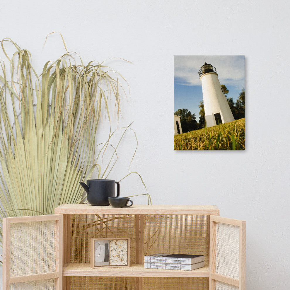 Turkey Point Lighthouse Coastal Landscape Photography Canvas Wall Art, 18" X 24"