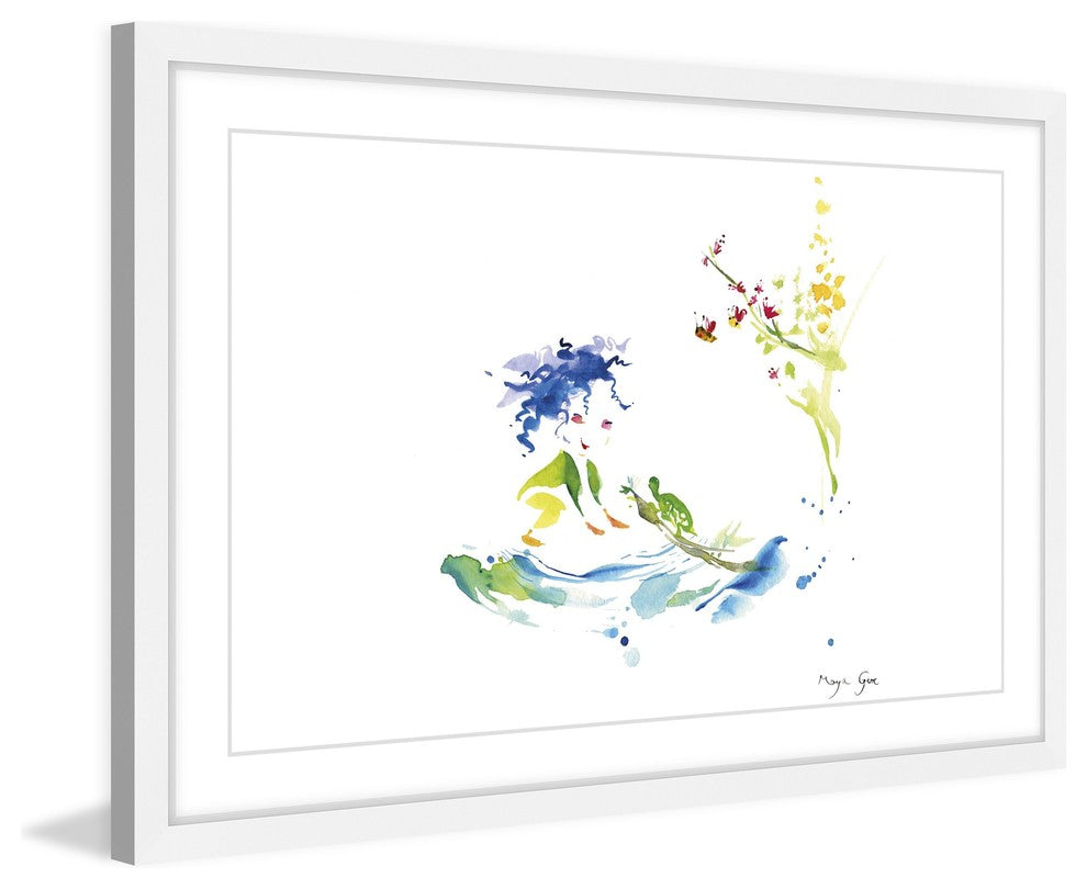 Marmont Hill, "Girl and Turtle" by Maya Gur Framed Painting Print, 18x12