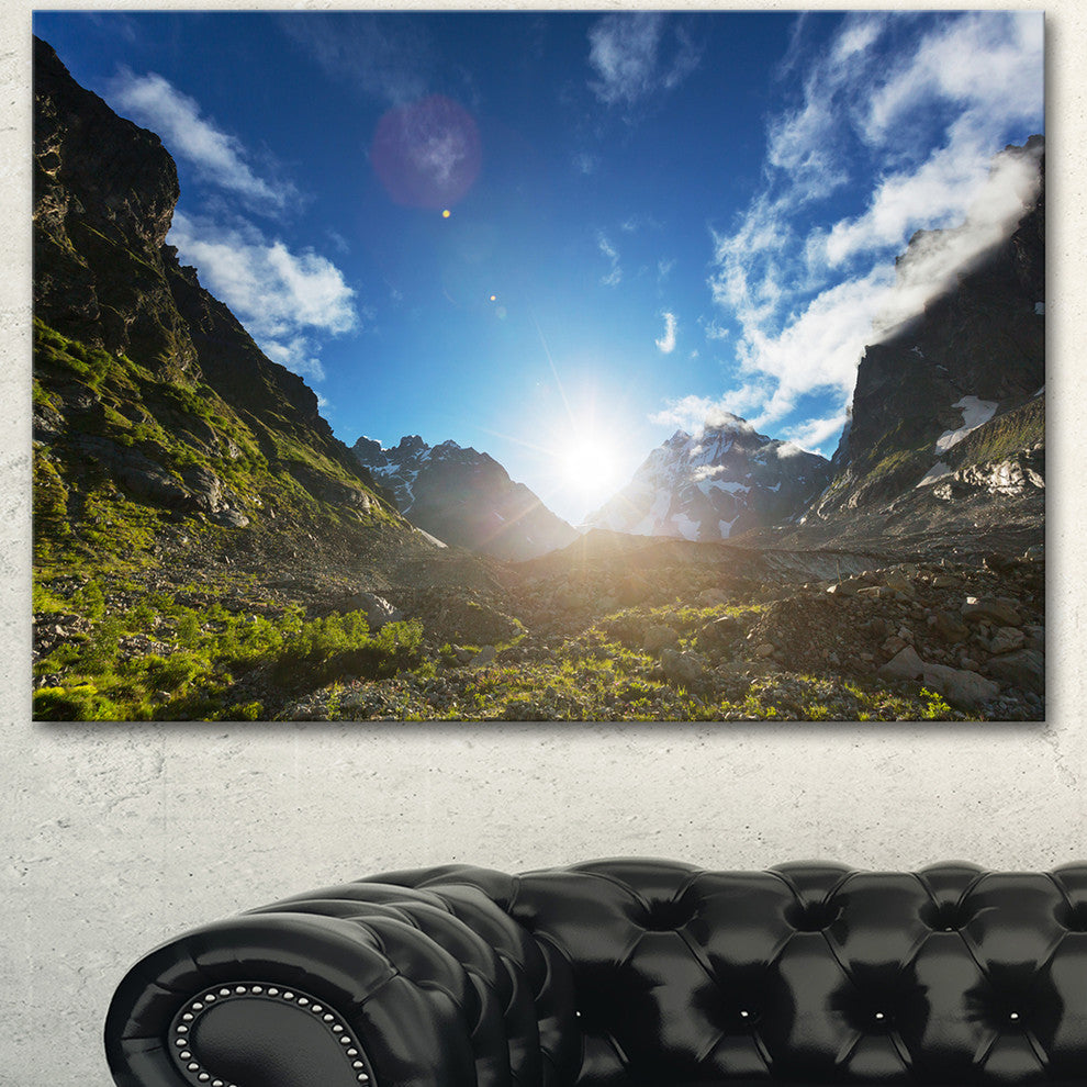 Caucasus Hills under Bright Sunset, Landscape Canvas Art Print, 40"x30"