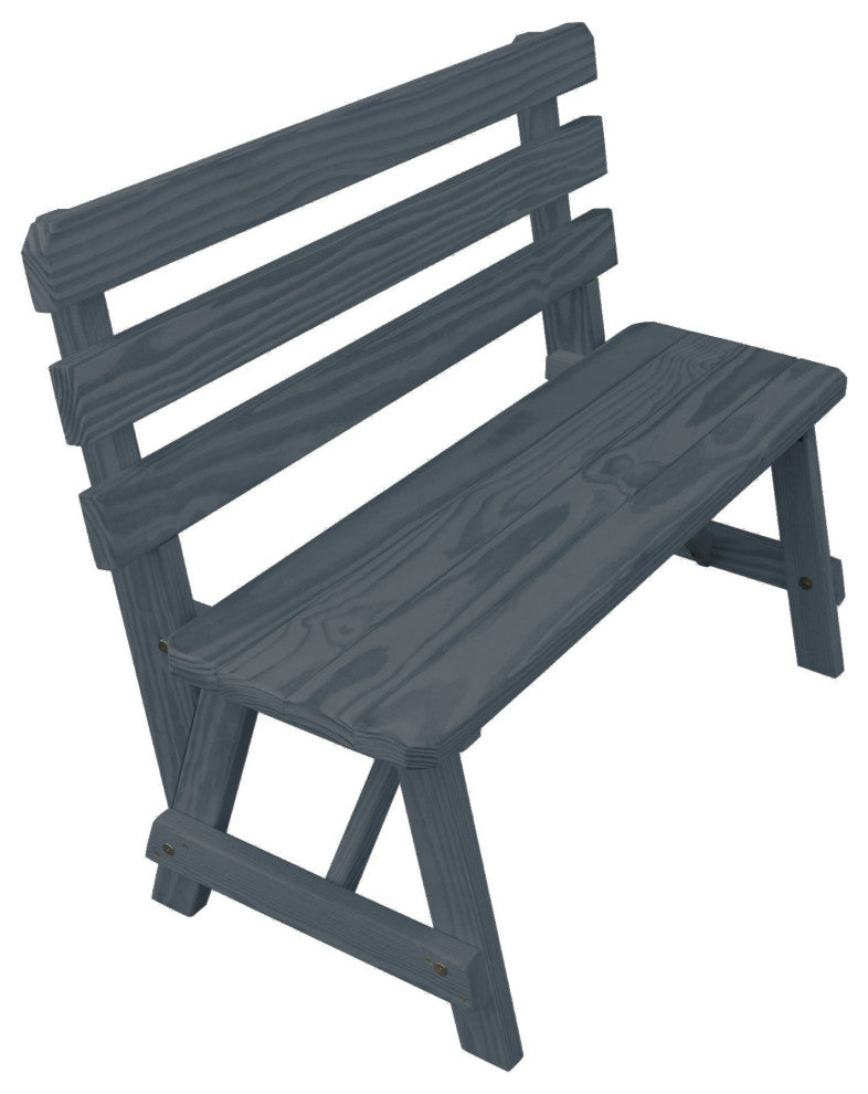 Pine Traditional Backed Bench, Charcoal Stain, 5 Foot