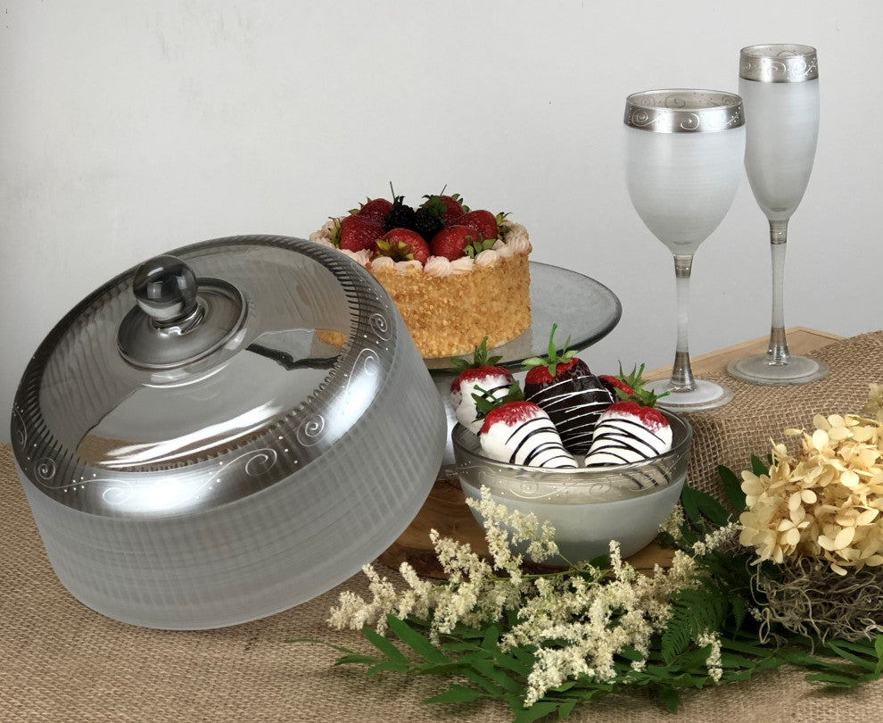 Heirloom Pewter Swirl Champagne Glasses, Set of 2