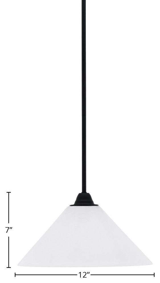 Paramount Mini Pendant, Matte Black, 12" White Marble Glass