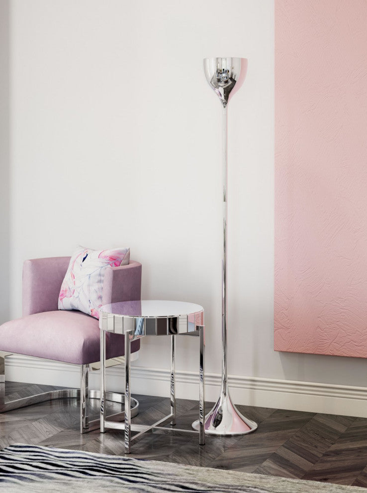 Floor Lamp Light, Steel Metal, Chrome, Kitchen Lounge Bistro Lobby Hospitality