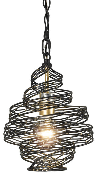 Varaluz-240P01MBFG-One Light Mini Pendant Matte Black/French Gold