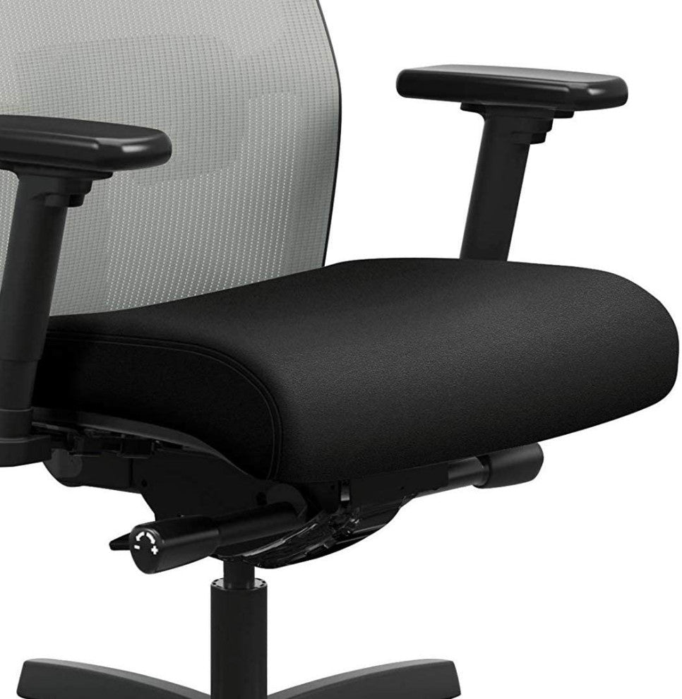 Modern Office Chair, Padded Seat With Mesh Backrest and Adjustable Arms, Fog