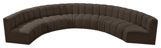 Arc Boucle Fabric Upholstered 8-Pc. Inward Curved Modular Sectional, Brown