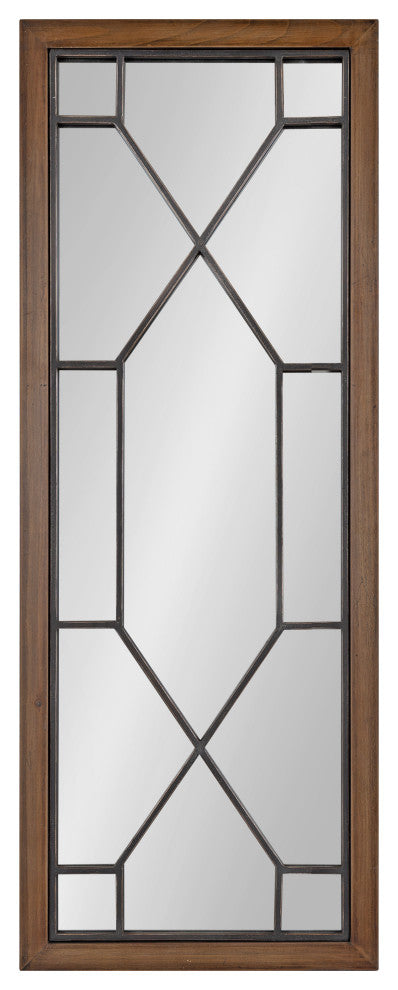 Mavis Framed Wall Mirror, Rustic Brown, 16x42