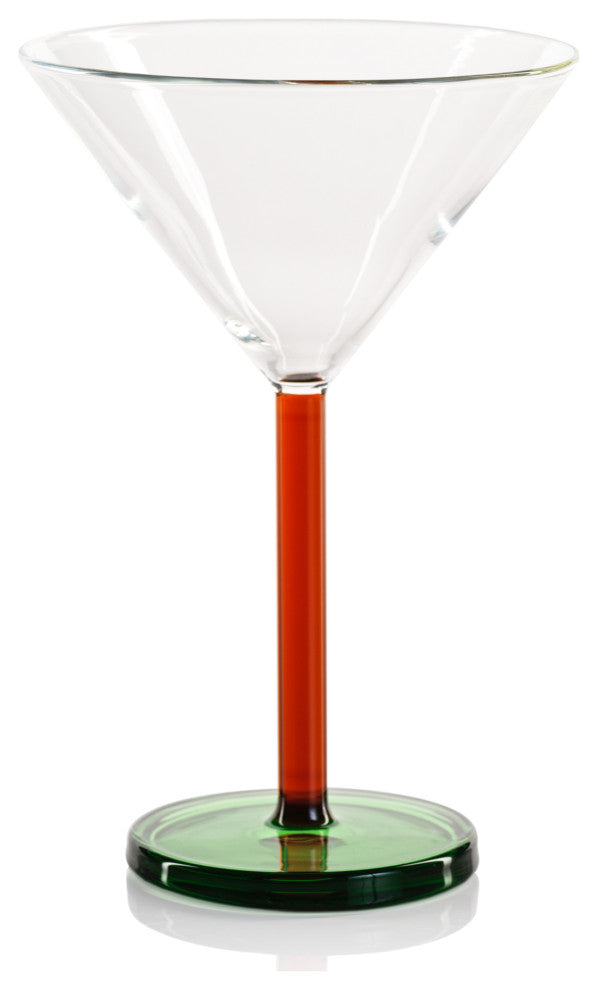 Vireo 4-Piece Martini Glass Set, Amber & Green