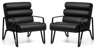 Set of 2 Modern Wavy Leatherette Accent  Chair