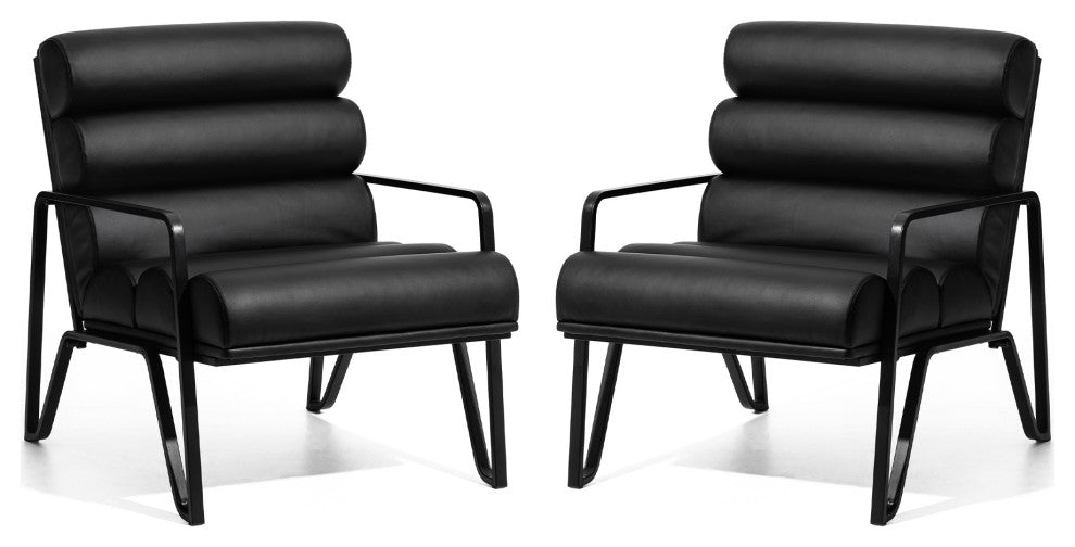 Set of 2 Modern Wavy Leatherette Accent  Chair
