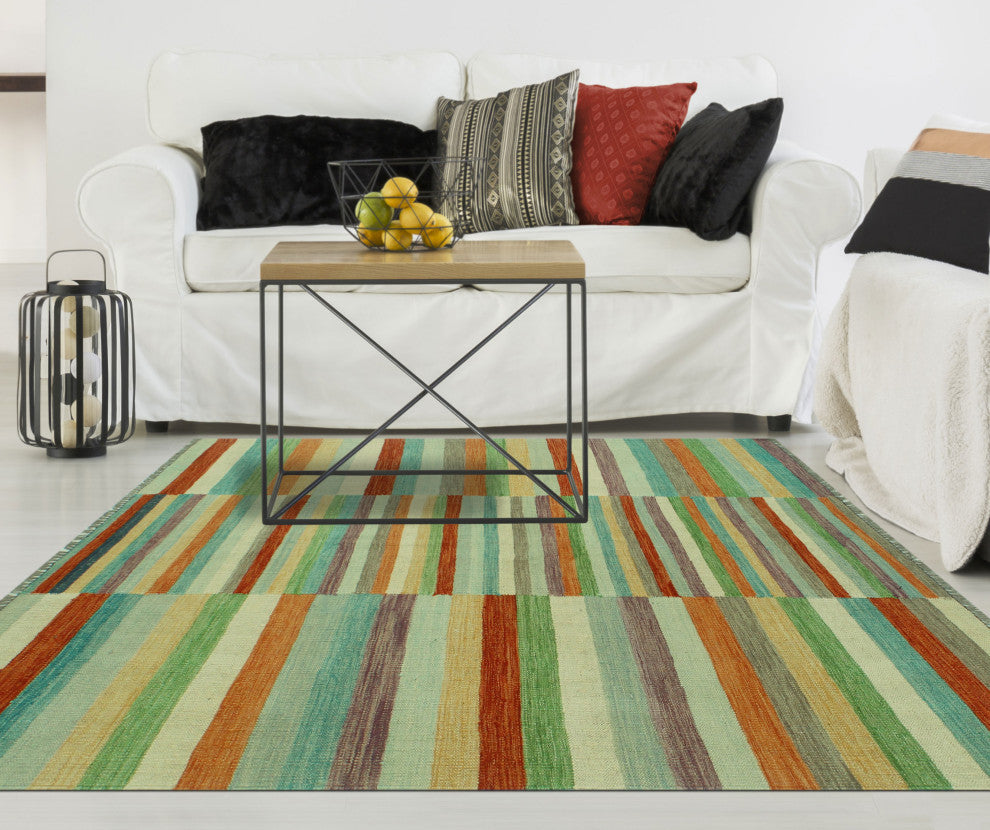 Winchester Kilim Chauncel Rust/Green Rug, 5'0x6'4